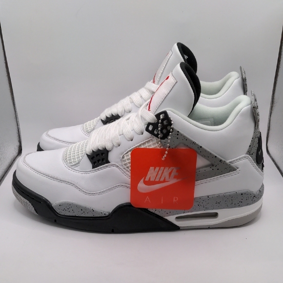 NWOB Nike Air Jordan 4 Retro White Cement Sneakers Men's 840606-192 Sz 10.5